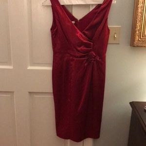 Red satin cocktail dress